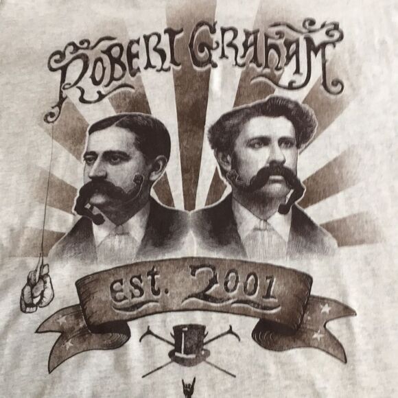 NWT Robert Graham Movember graphic short sleeve oatmeal tee t-shirt Sz Medium - Picture 10 of 16